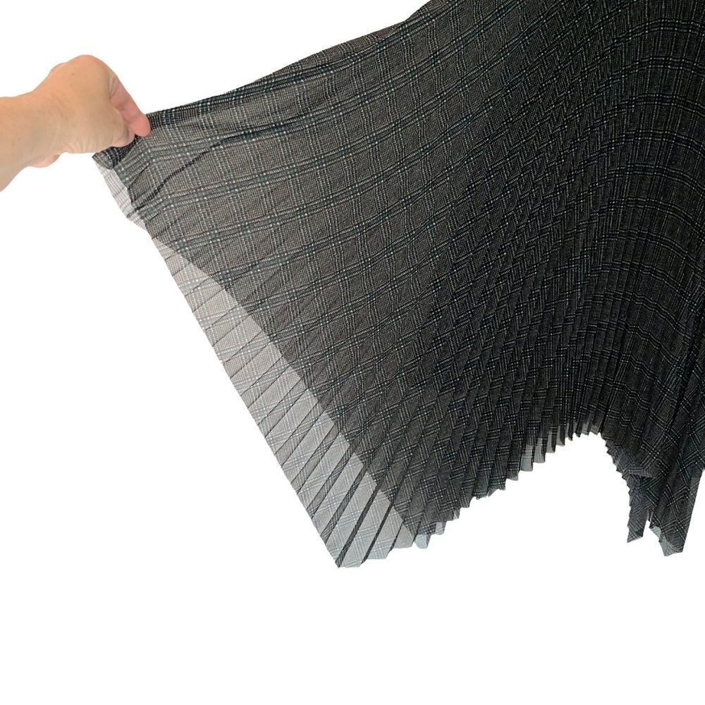 Grey Jason Wu Accordion Midi Skirt Womens Size 10 Lined Side Zipper Green Black - Picture 8 of 10